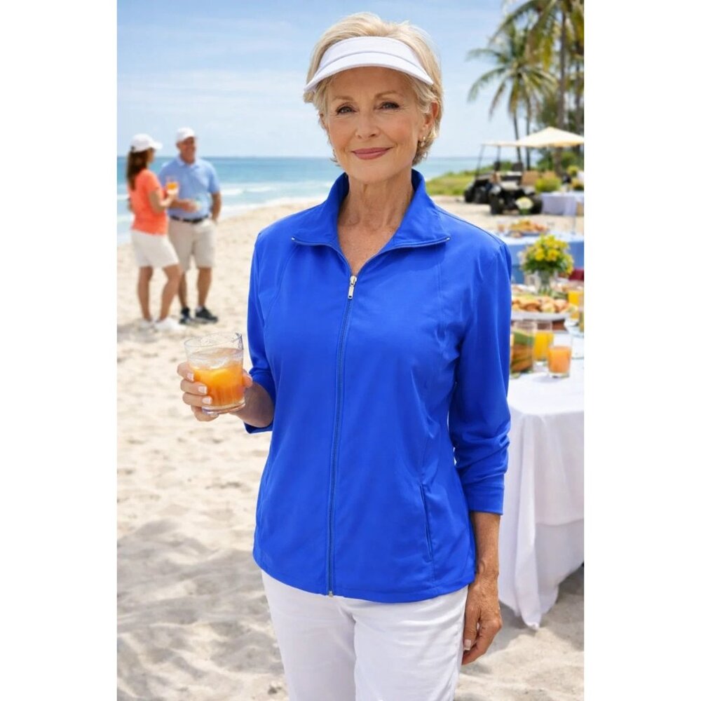 Additions by Chico's Royal Blue Zip Front Jacket size 0 Small (4)